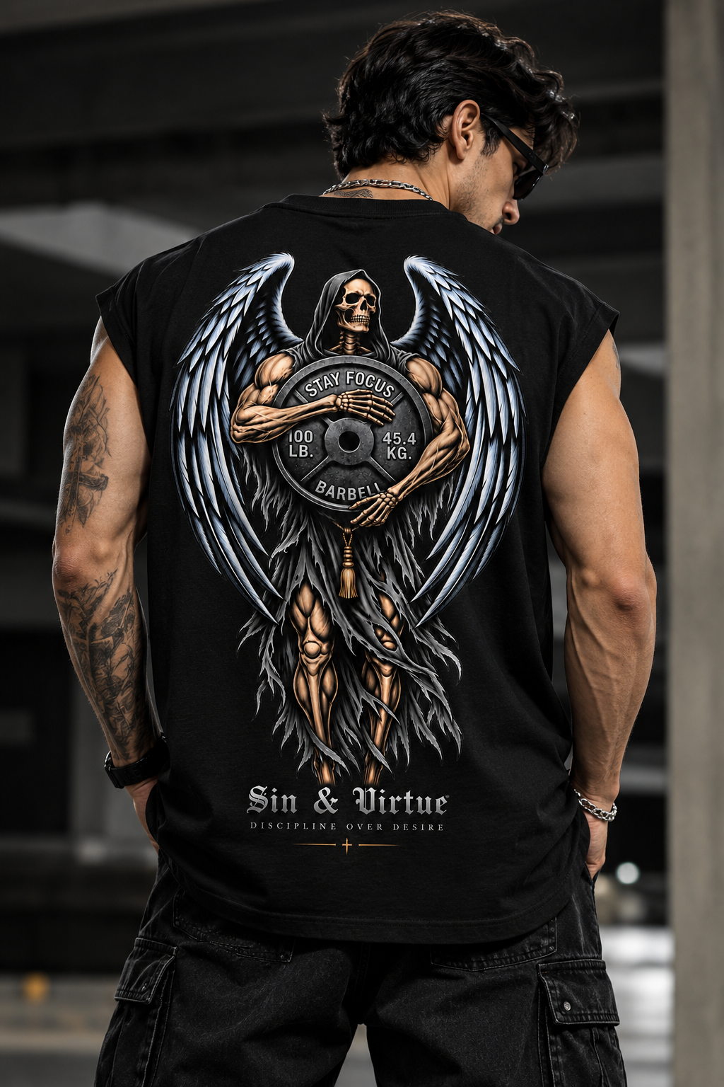 Sin & Virtue Stay Focus Muscle Tee – Black