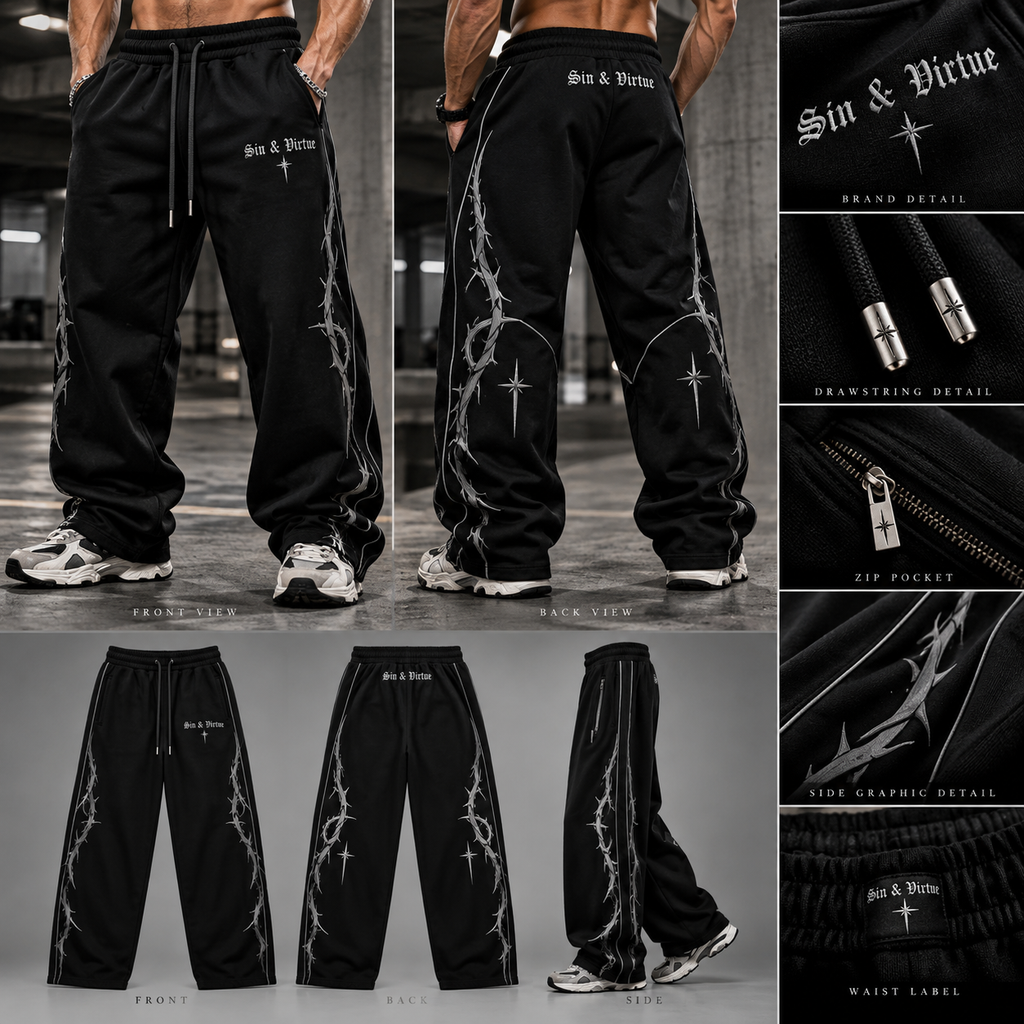 Sin & Virtue Thorn Joggers – Black