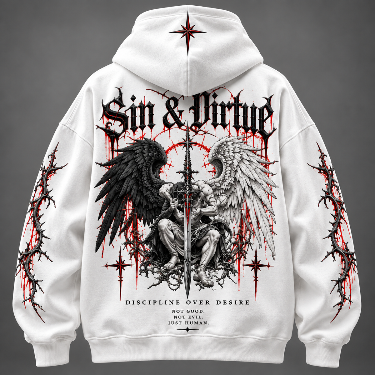 Sin & Virtue Duality Oversized Hoodie – White