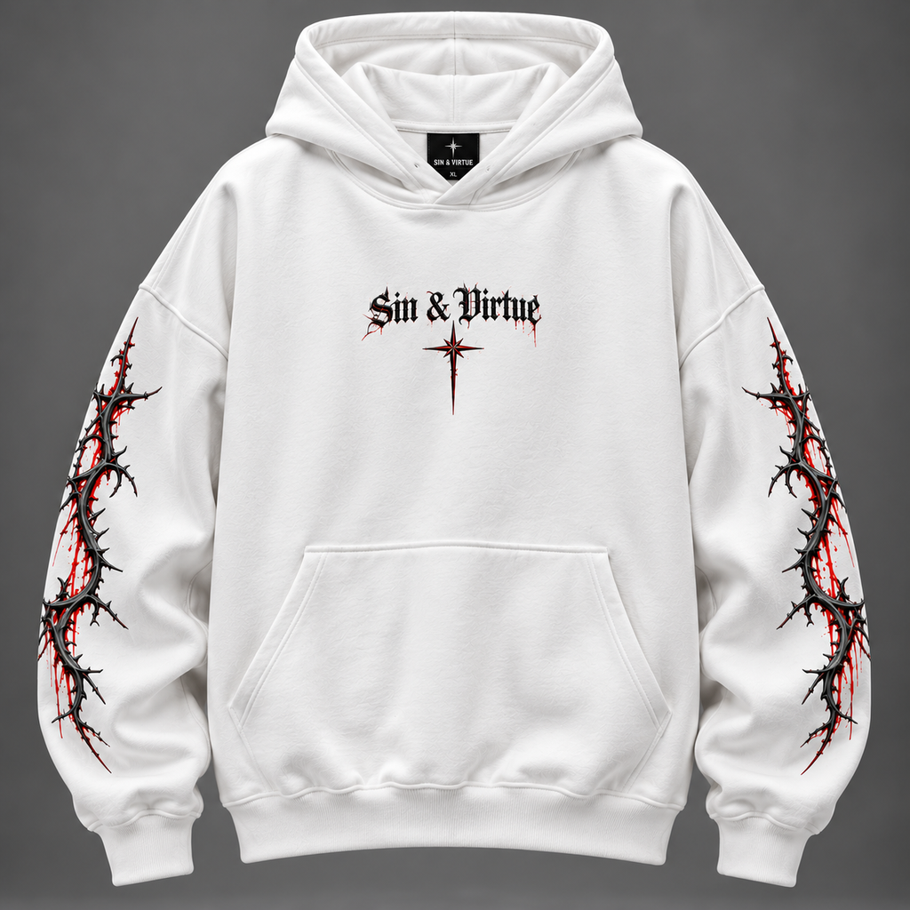 Sin & Virtue Duality Oversized Hoodie – White