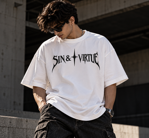 Sin & Virtue Embrace The Duality Oversized T-Shirt – White