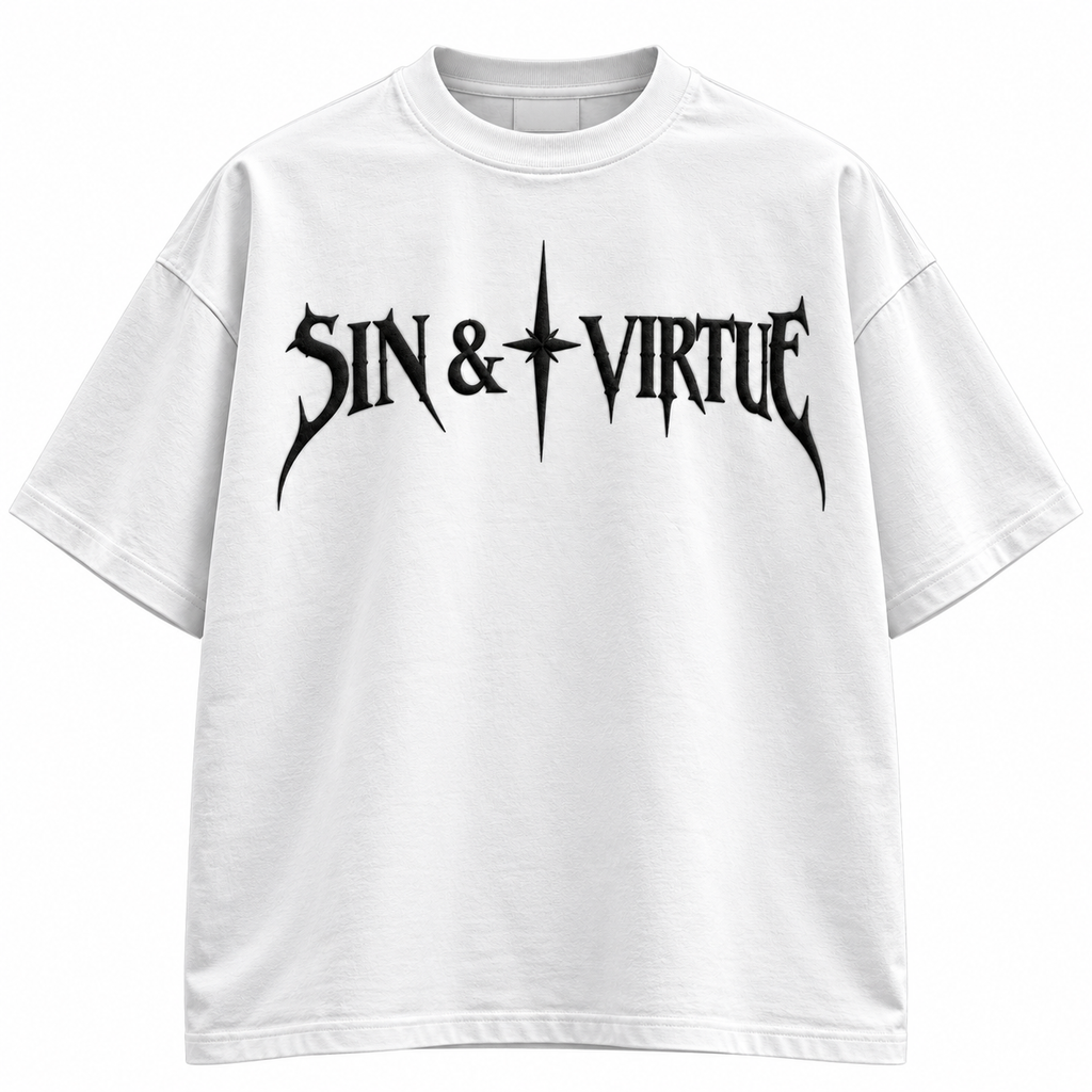 Sin & Virtue Embrace The Duality Oversized T-Shirt – White